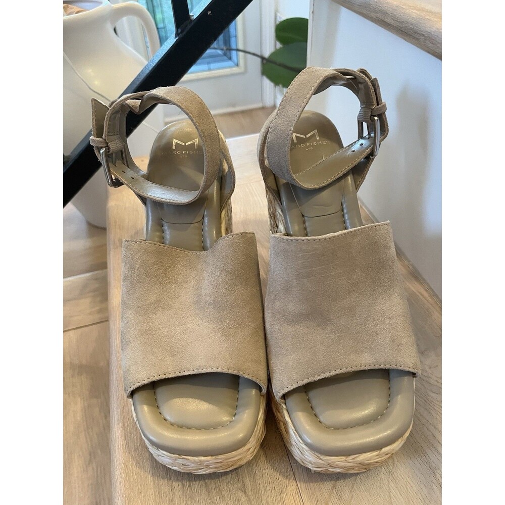 Marc Fisher LTD Alida Taupe Womens Platform Espadrille Wedge Sandals Size 8M